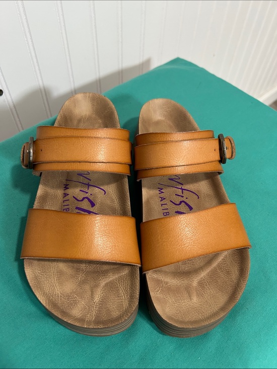Blowfish Shoes - BLOWFISH Malibu Women's Tan Double Strap Wedge Slide Style Sandals Sz: 7